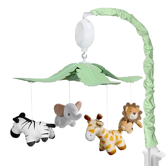 Feisike Jungle Safari Baby Crib Mobile with 35 Soothing Lullabies & 3 Modes - Adjustable Nursery Mobiles for Boys & Girls, Animal-Themed Nursery Decor Musical Mobile for Crib or Bassinet