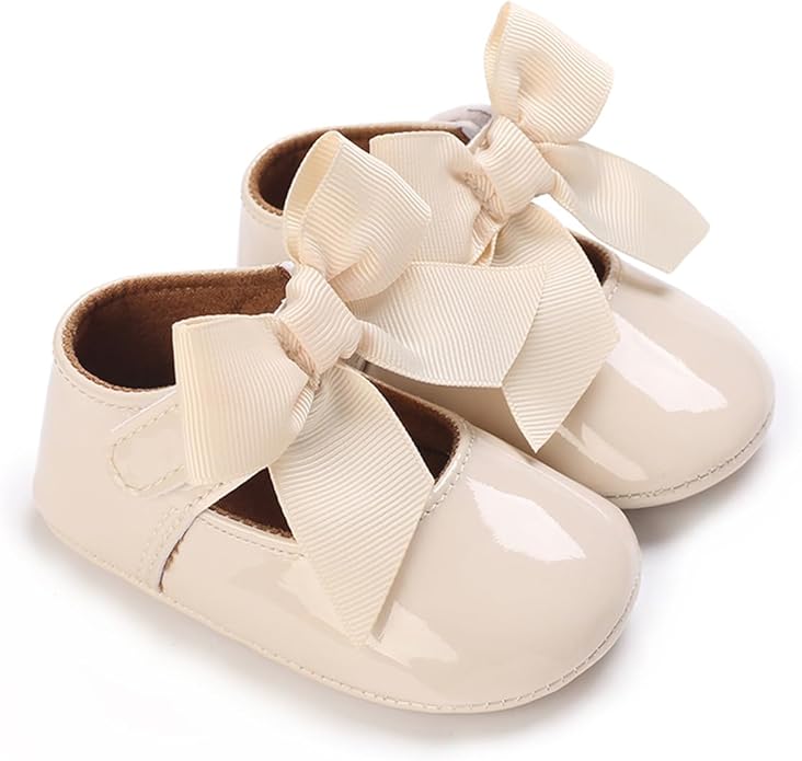 COSANKIM Baby Girls Mary Jane Flats Shoes Anti-Slip Rubber Sole Infant Toddler Princess Wedding Dress Shoes