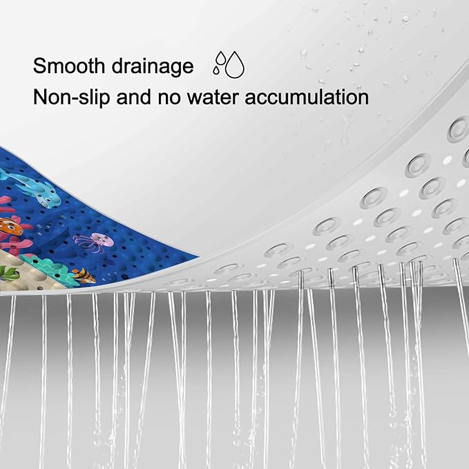 LNOND Bath Mat for Tub for Kids, Ocean Whale Bathtub Mat, Kids Bath Mats for Bathroom Non Slip with Drain Holes and Suction Cups,Machine Washable (40 X 16 Inch)