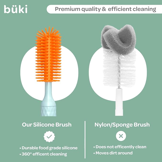 Büki Electric Baby Bottle Cleaning Brush Set - Rechargeable Electric Bottle Brush with Straw Cleaner - Water Bottle Cleaning Kit, Nipple Brush, 1200mAh Brush Cleaner (by Kindersense)