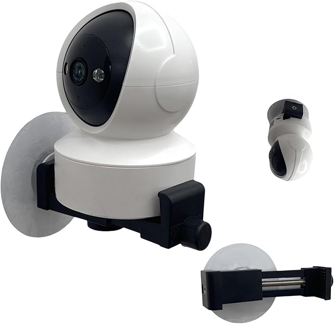 Baby Monitor Wall-Mounted Bracket for Battery-Powered Security Cameras, with Standard 1/4" Threaded Connection, Wall Sticker Installation White (Wall Stickers+Clip)