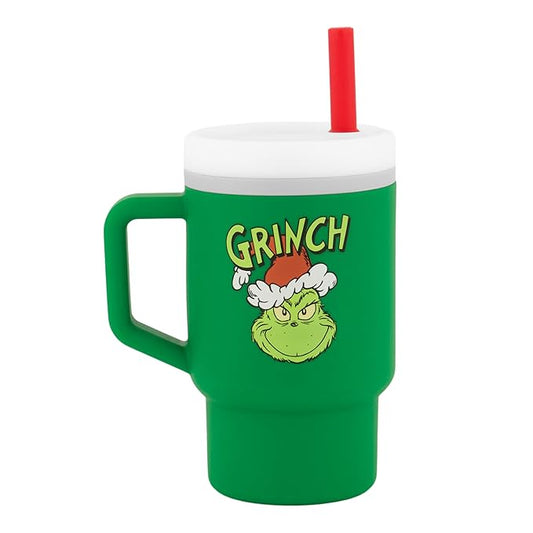 Infantino My 1st Tumbler, Silicone Sippy Cup with Straw & Handle, Spill-Resistant Baby Cup for On-the-Go, BPA-Free Transition Bottle, Grinch Green