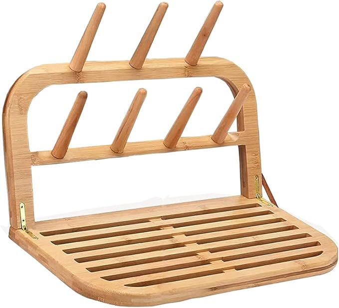 Baby Bottle Countertop Drying Rack Bamboo,Space Saving Kitchen Drying Rack & Bottle Holder for Nipples, Cups, Pump Parts, Accessories, Reusable Ziplock and Freezer Bag Dryer Rack
