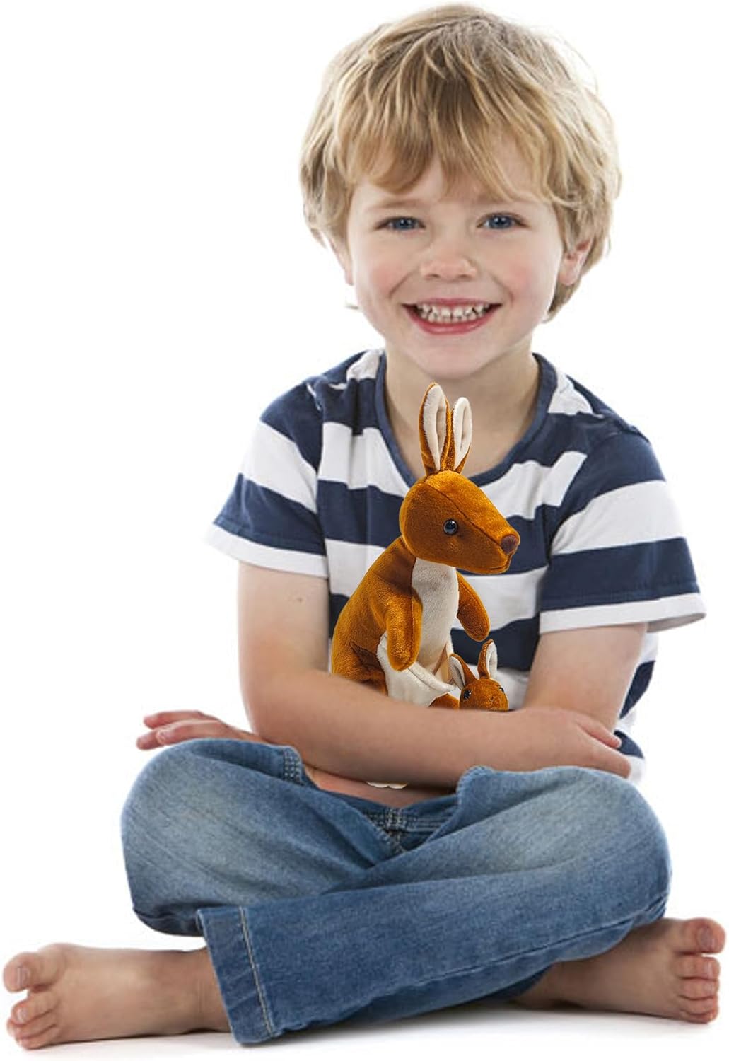 Kangaroo Stuffed Animal Toys, Standing Kangaroo Doll with Plush Toys of Joey, for Boys Girls Birthdays Halloween Gifts-13’’