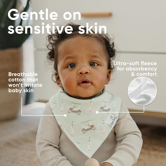 Copper Pearl 4 Pack Soft Cotton Baby Bibs for Drooling and Teething, Absorbent Drool Bibs for Baby Girl and Boy, Adjustable to Fit Newborns to Toddlers, Tons of Styles (Bogey)