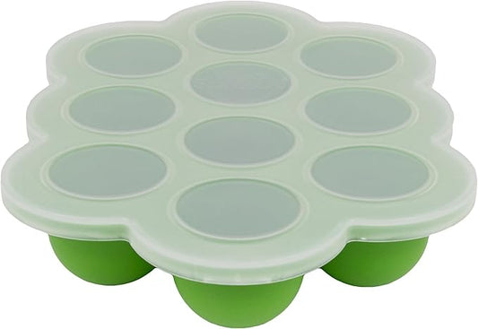 WeeSprout Silicone Freezer Tray with Clip on Lid Perfect Food Storage Container for Homemade Baby Food, Vegetable, Fruit Purees, and Breast Milk (Bright Green, Ten 1.5 Ounce Sections)