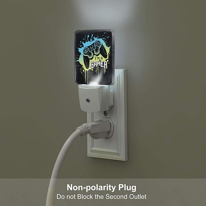 I'm A Gamer Night Light,Plug Into Wall with Dusk to Dawn Light Sensors, Warm Nightlights for Bedroom, Bathroom, Hallway, Kitchen, Gifts Ideal for Boys Girls Women Men