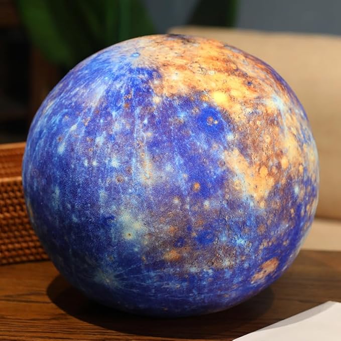 Ultra-ealistic 3D Planet ，Moon ，Earth，The Sun,Pillow Plush Toys,for Kids Teens Adults, for Teachers and Parents, Educational Toy Learning, 10.6 in (Mercury)