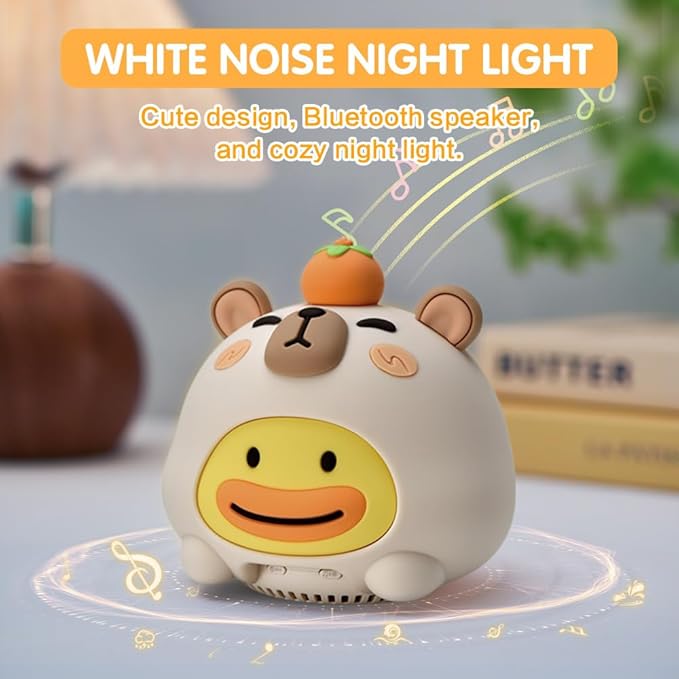 Baby Sound Machine, 20 Soothing Sounds White Nosie for Sleeping, Rechargeable Night Light with Speaker, 3 Brightness Levels Remote and Tap Control, Nursey Lamp for Baby, Kids Bed Room (Capybala)