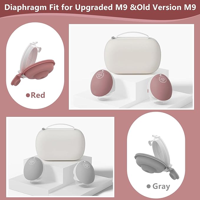 Double-Layed Diaphragm Replacement Accessories Only Compatible with Mom Cozy Upgraded Mobile Flow M9, Upgraded M9 Diaphragm Breastfeeding Parts, Not Original Parts, 2Pack Red