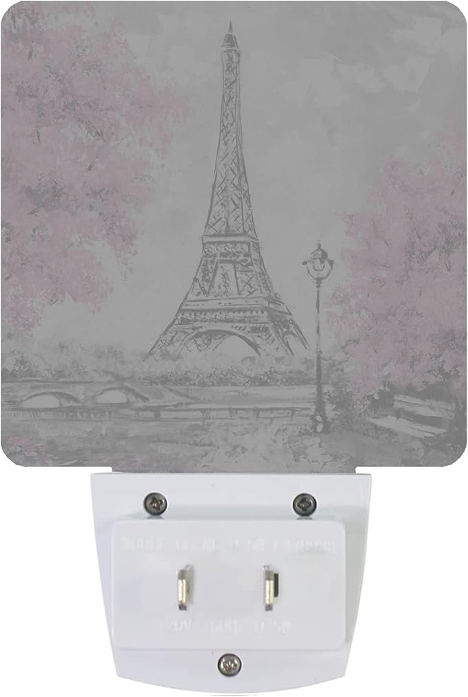 Eiffel Tower Paris Pink Flower Night Light Plug-in LED Nightlights Auto Sensor Night Lamp Dusk-to-Dawn Lamp Home Decor for Nursery Children Girls Boys