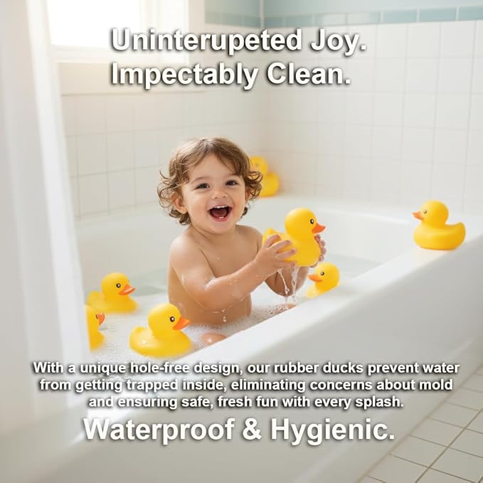 2 Pcs Jumbo Rubber Yellow Duck,Kalafona 10.3 Inch Giant Big Large Waterproof No 'Bebe' Noise No Hole Rubber Funny Duck Bath Pool Toy Without Hole for Kids Shower Birthday Party Favor Home Decor