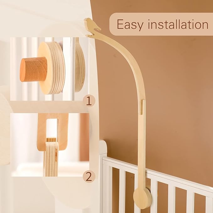 Bird Shape Crib Mobile Arm, 30 Inch Baby Crib Mobile for Boys and Girls, Adjustable Wooden Baby Mobile Holder for Crib, Baby Mobile Hanger, Perfect Nursery Décor and Gift