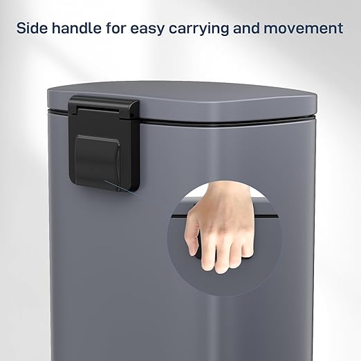 Arlopu 8 Gallon Step Trash Can, Stainless Steel Garbage Bin, Soft-Close Rubbish Bin with Removable Plastic Inner Bucket, Fingerprint-Proof, Lid Dustbin, Suit for Kitchen Home (Grey, 30L)