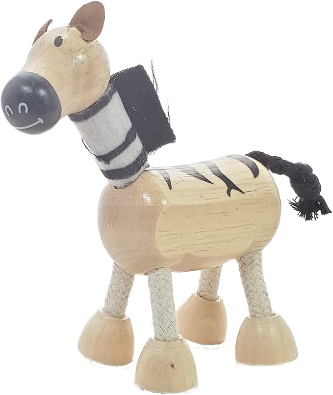 TEKOR Wooden Bendable Jungle Animal Toys (Set of 4) | Ages 3 & Up | Early Education Toy Animals for Kids | Elephant, Zebra, Hippo, Gorilla | Smooth Natural Wood | Endless Play for Girls & Boys