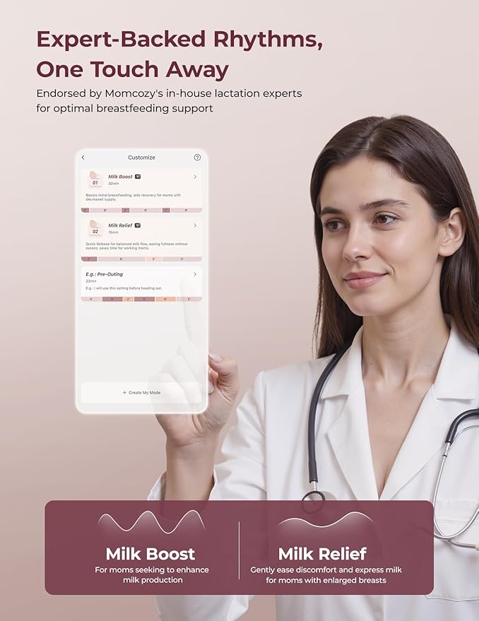 Momcozy Wearable Breast Pump, Hands Free Upgraded Mobile Flow | M9, App Discreet Control with Personalized Multi-Modes & 15 Levels, Wearable Breast Pump 24mm, 2 Pack Cozy Red