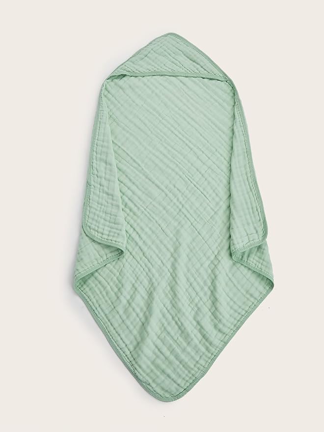 Muslin Hooded Baby Towels 4Pack - 32x32 Inches, Premium 6-Layer 100% Cotton Extra Soft Absorbent Bath Towels for Infant, Newborn Gift Set (4 Pure Colors)