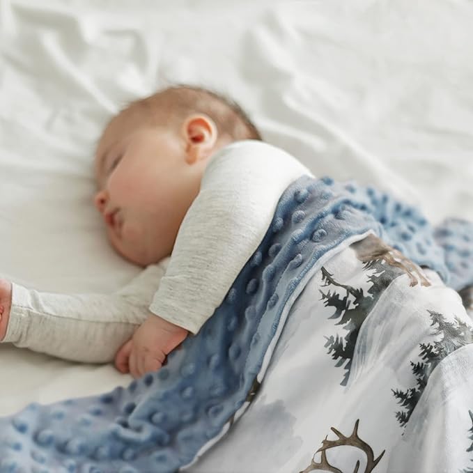 Baby Blankets for Boys and Girls, Deer Super Soft Nursery Minky Blanket for Newborn Baby, Double Layer with Dotted Backing, Essentials Receiving Bed Throw Blanket Crib Shower Gifts, 30 x 40 Inch