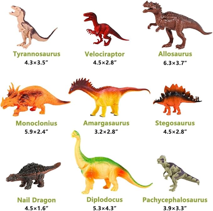 Kimicare Kids Dinosaur Figures Toys, 18 Pcs Jumbo Plastic Dinosaur Toys for Kids 3-5, STEM Educational Realistic Dinosaurs Figurine Playset for Boys Girls Toddlers