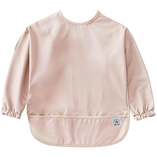 ARI MES Long Sleeves Waterproof Baby Bibs for Eating - Pink, Medium- Wearable, Coverall for Toddler, Long Sleeve Bib, Smock Apron for Feeding - Applicable for 6-72 Months