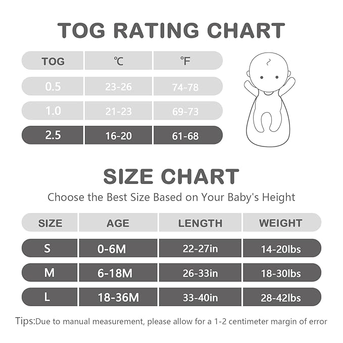 Mosebears Unisex Rayon Made from Bamboo Wearable Blanket with 2-Way Zipper,2.5 Tog Baby Winter Sleep Sack (Grey,6-18 Months)