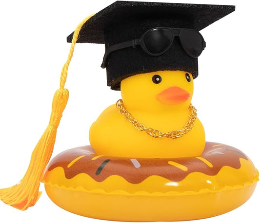 wonuu Car Rubber Duck, Yellow Duck Decoration Dashboard with Sun Hat Swim Ring Necklace Sunglasses for Car Dashboard Decorations