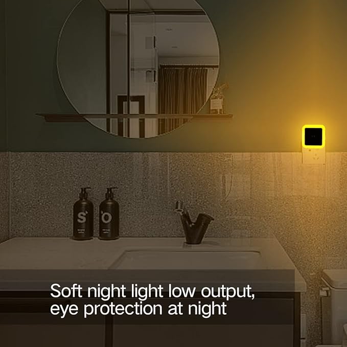 KINUR 6 Pack Night Light, LED Night Lights Plug into Wall with Dusk to Dawn sensors, Plug in Night Lights for Kids Room, Bedroom, Bathroom, Baby Nursery,Stair Lights, Hallway Light, Amber Color