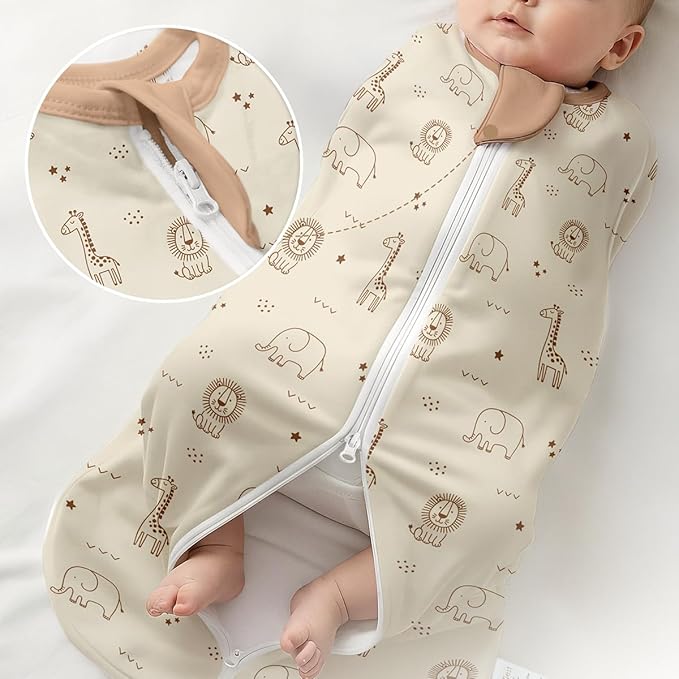 SANDJEST Baby Swaddle 0-2 Months, Cotton Arm-in Zipper Sleep Sack, Wearable Blankets Wrap for Newborn Infant Girls and Boys (Woodland Animal, Pack of 1)