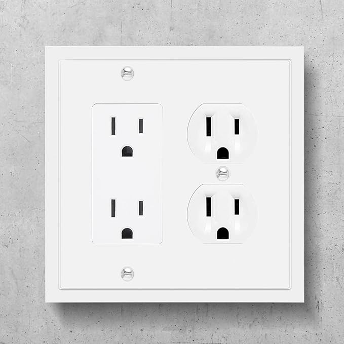 Modern Edge Decorative Wall Plate Switch Plate Outlet Cover, Durable Solid Zinc Alloy (Decorator/Duplex, White)