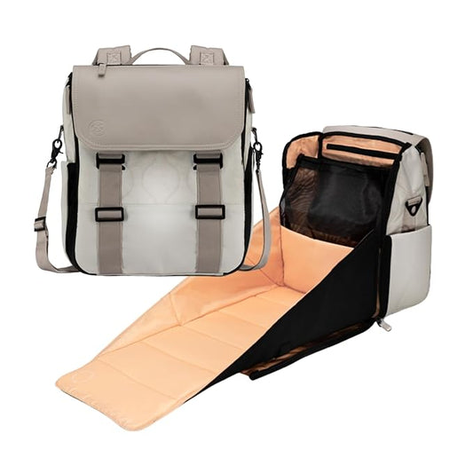 PAPERCLIP Diaper Bag Backpack with Patented Changing Station - Unisex Baby Bag for Travel - Large Eco-Friendly Diaper Bags for Mom and Dad (Mushroom)