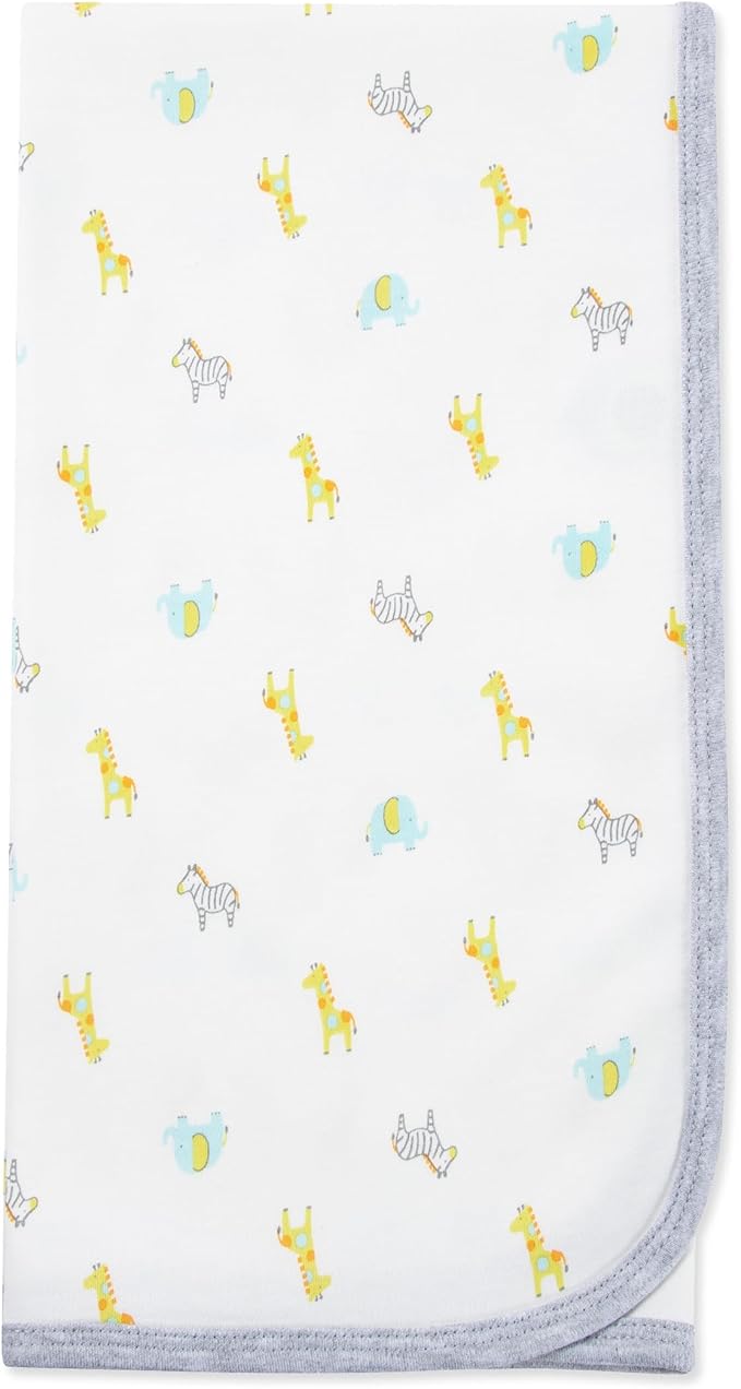 Little Me Blankets for Baby Gender Neutral Swaddling Receiving Blanket, Ivory Safari, 30 x 27 Inches