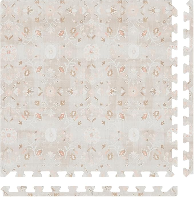 House of Noa Baby Play Mat – 4x8 Linen Gemma – Set of 8 Tiles – Cushioned EVA Foam Play Mat for Floor, Soft Interlocking Baby Crawling Mats for Hard Floors