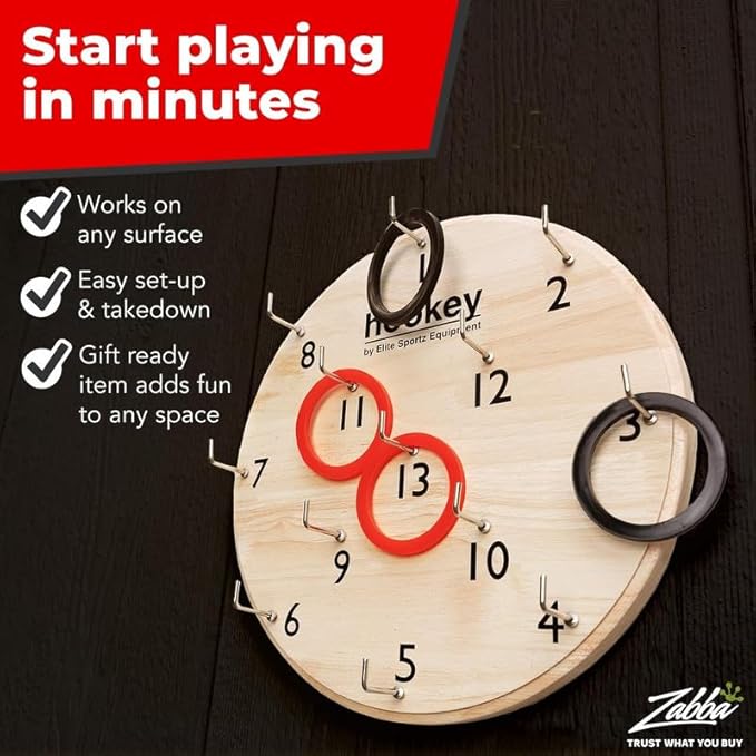 Elite Sportz Equipment Ring Toss Game | Sturdy Wooden Board Set for Kids Outdoor Games | Camping Activities - Adults & Kids Picnic