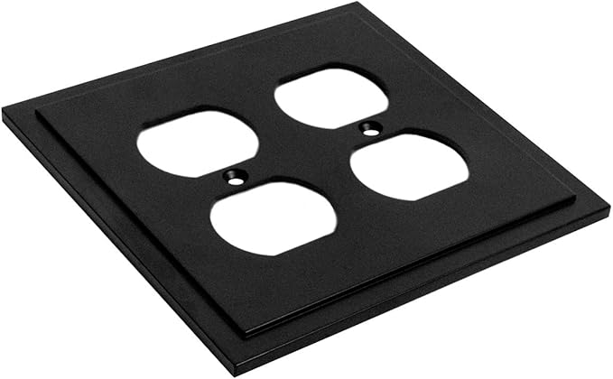 Modern Edge Decorative Wall Plate Switch Plate Outlet Cover, Durable Solid Zinc Alloy (Double Duplex, Matte Black)