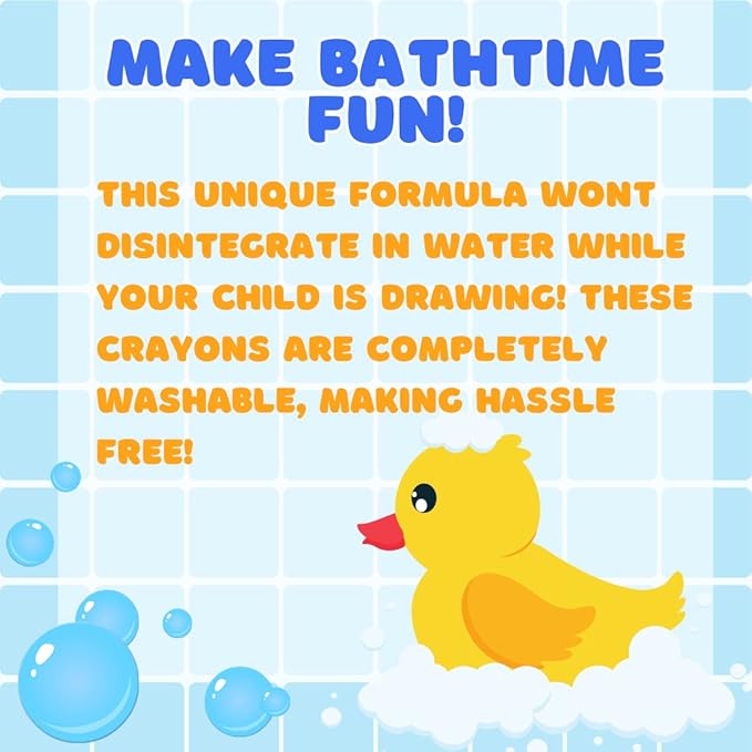 Bath Crayons Super Set - Set of 24 Draw in the Tub Colors with Bathtub Storage Mesh Bag -Non-Toxic, Safe for Children, Won't Disintegrate in Water -Art Project for Kids and Toddlers, Fun Gift for Kids