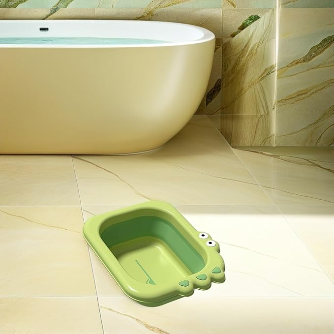 BESPORTBLE Baby Wash Basin Foldable Cartoon Design Portable Infant Washbasin Lightweight Plastic Basin for Newborn Bathing Travel and Laundry 12.5X10X4 Inches