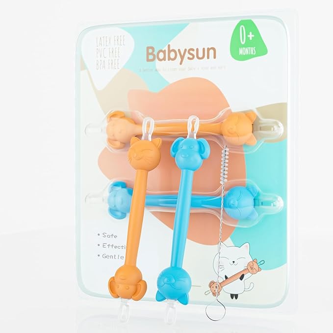 3 in 1 Baby Booger Remover and Baby Ear Cleaner Tool Baby Nose Cleaner with Soft Silicone End Dual Ear Wax and Snot Remover Safe Nasal Picker for Newborns Infants & Toddlers, BPA Free