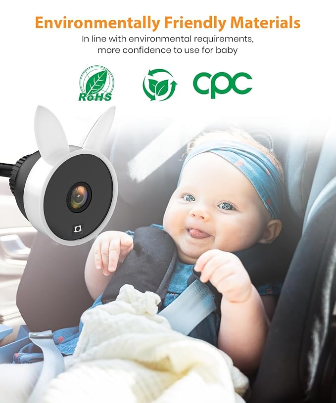 Babyvue USB Car Camera for Baby : 4.5" Baby Car Camera with 1080P Crystal Clear Mirror View, Easy Installation Carseat Rear Facing Moitor for Kids, HD IR Night Vision Backseat Monitor