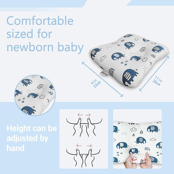 Unisex Soft and Breathable Baby Pillow 100% Organic Cotton Machine Washable Prеvents FΙat Hеad