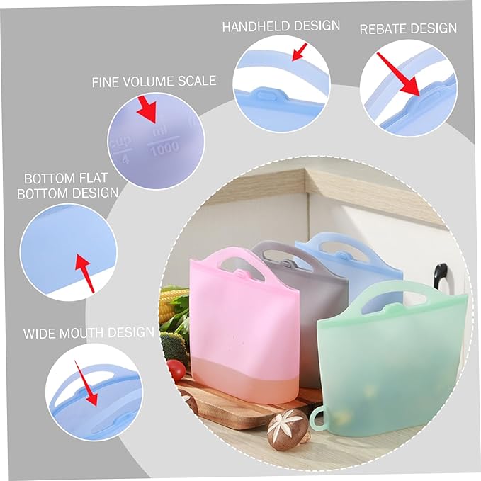 2PCS Microwave Sterilizer Bag, 1000ml Flexible Silicone Microwave Steam Bags, Hanging Leakproof Pacifier Sterilizer with Handle Bags for Baby Bottles