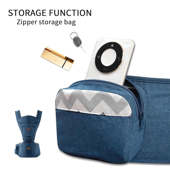 Baby Carrier with Hip Seat, Baby Carrier Newborn to Toddler, 6-in-1 Ways to Carry, All Seasons, Adjustable Baby Holder Carrier for Breastfeeding(Dark Blue)