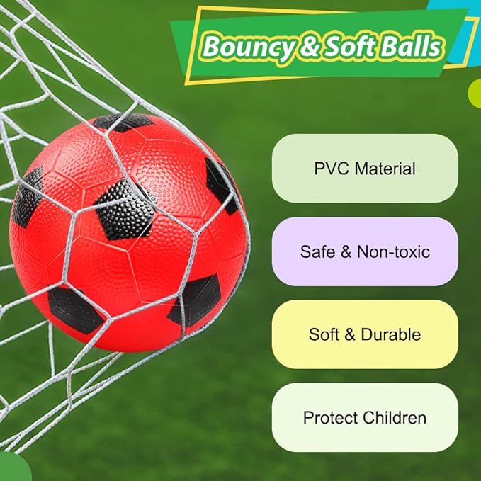 6 Inch Mini Soccer Balls for Kids Toddler, Small Soccer for Mini Goal Hoop, KickBall Soft Footballs Sport Game for Indoor Outdoor Playground Beach, Pool Ball with Pump For Inflatables Float - 6PCS