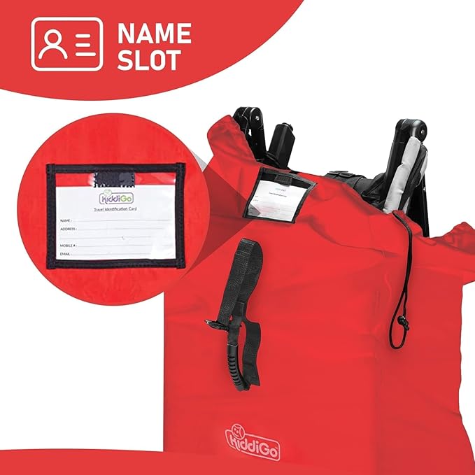 Travel Stroller Bag for Airplane, Red, 47" H x 24" W x 15" D, Fits Most Large, Single, Double, Jogging Strollers,Waterproof, Heavy-Duty Protection, Easy-to-Carry Design