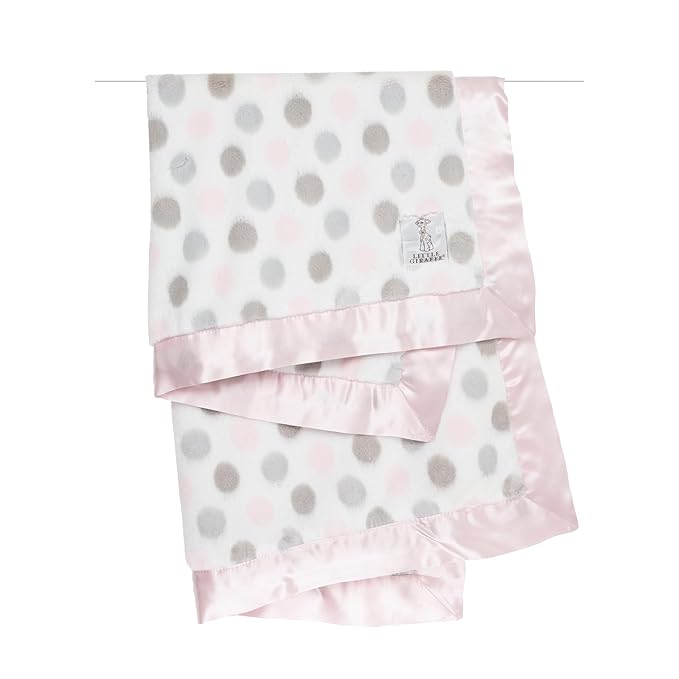 Little Giraffe Luxe Baby Blanket – 29x35” Satin Trim, Dot Pink | Ultra-Soft, Hypoallergenic Stroller & Nursery Blanket | Perfect for Newborns & Toddlers