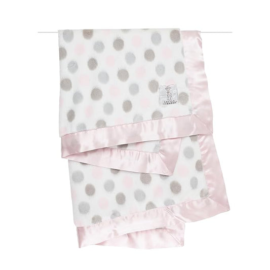 Little Giraffe Luxe Baby Blanket – 29x35” Satin Trim, Dot Pink | Ultra-Soft, Hypoallergenic Stroller & Nursery Blanket | Perfect for Newborns & Toddlers