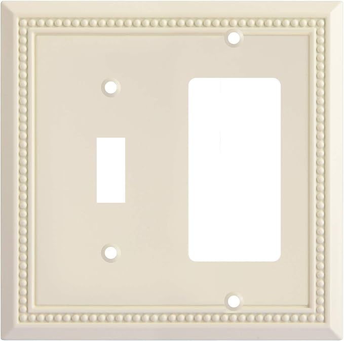 Henne Bery Sunken Pearls Heavy Duty Decorative Wall Plate Switch Plate Outlet Cover, Durable Solid Zinc Alloy (Toggle/Decorator, Light Almond)
