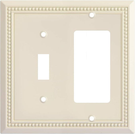 Henne Bery Sunken Pearls Heavy Duty Decorative Wall Plate Switch Plate Outlet Cover, Durable Solid Zinc Alloy (Toggle/Decorator, Light Almond)