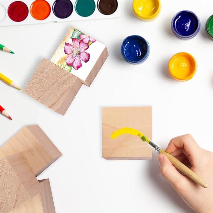 12 Pack Wooden Cubes for Crafts – 3 Inch Craft Quality Wood Cubes, Wood Blocks for Crafts Perfect for DIY Crafts and Art Projects, Unfinished Wood Cubes for DIY Project