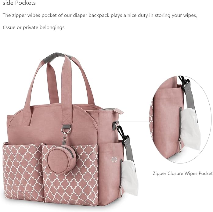 Lmbabter Diaper Bag Tote with Changing Station Upgrade Multi-Function Baby Bag with Adjustable Shoulder Strap