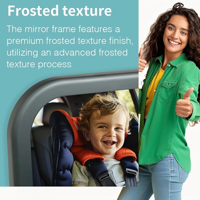 Funbliss Baby Car Mirror for Rear Facing Seat,360° Rotation, Safety Certified Shatterproof Acrylic Glass, Clear Wide View,Infant Mirror for Car Seat Rear Facing